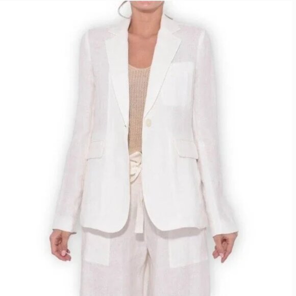 NILI LOTAN Francoise Oversized Linen Blazer Size 4 - Picture 1 of 10
